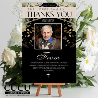 Cucu Design Studio, Canva Templates, Canva Funeral Cards, thank you funeral template, thank you funeral cards, thank you for attending our family funeral, sympathy funeral card, memorial card, memorial template, easy to edit templates, funeral thank you template cards, celebration of life, in loving memory templates, celebration of life templates