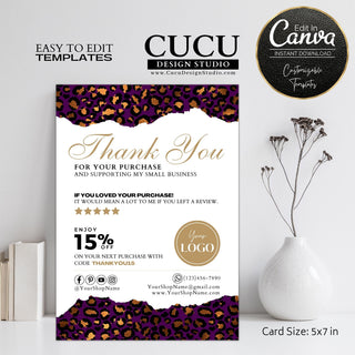 business thank you note template, customer thank you card template, DIY thank you card small business, digital thank you card template, promo code card, discount card template, customer thank you card with promo code