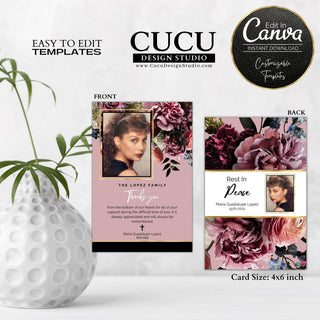 Funeral thank you card template, Personalized funeral thank you card template, Funeral thank you card online, Digital funeral thank you card, Canva funeral thank you card template, Funeral sympathy bereavement thank you card template