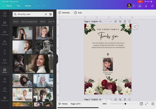 Funeral thank you card template, Personalized funeral thank you card template, Funeral thank you card online, Digital funeral thank you card, Canva funeral thank you card template, Funeral sympathy bereavement thank you card template