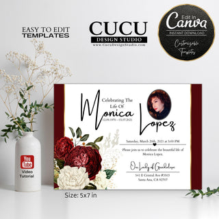 Funeral card online, Funeral invitation templates, In loving memory template canva, Funeral invite, Funeral card invitation online edit, Bereavement announcement cards,  Canva template, Funeral card, Funeral template, Loss of loved one, Printable funeral template, Funeral announcement, Sympathy cards, Death card, Celebration of life , Cucu Design Studio