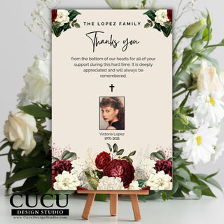 Funeral thank you card template, Personalized funeral thank you card template, Funeral thank you card online, Digital funeral thank you card, Canva funeral thank you card template, Funeral sympathy bereavement thank you card template