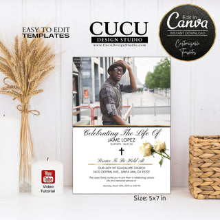 Funeral card online, Funeral invitation templates, In loving memory template canva, Funeral invite, Funeral card invitation online edit, Bereavement announcement cards,  Canva template, Funeral card, Funeral template, Loss of loved one, Printable funeral template, Funeral announcement, Sympathy cards, Death card, Celebration of life, In Loving memory template