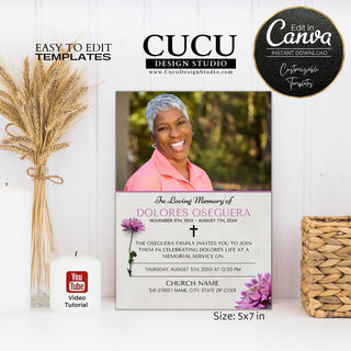 Funeral card online, Funeral invitation templates, In loving memory template canva, Funeral invite, Funeral card invitation online edit, Bereavement announcement cards,  Canva template, Funeral card, Funeral template, Loss of loved one, Printable funeral template, Funeral announcement, Sympathy cards, Death card, Celebration of life, In Loving memory template