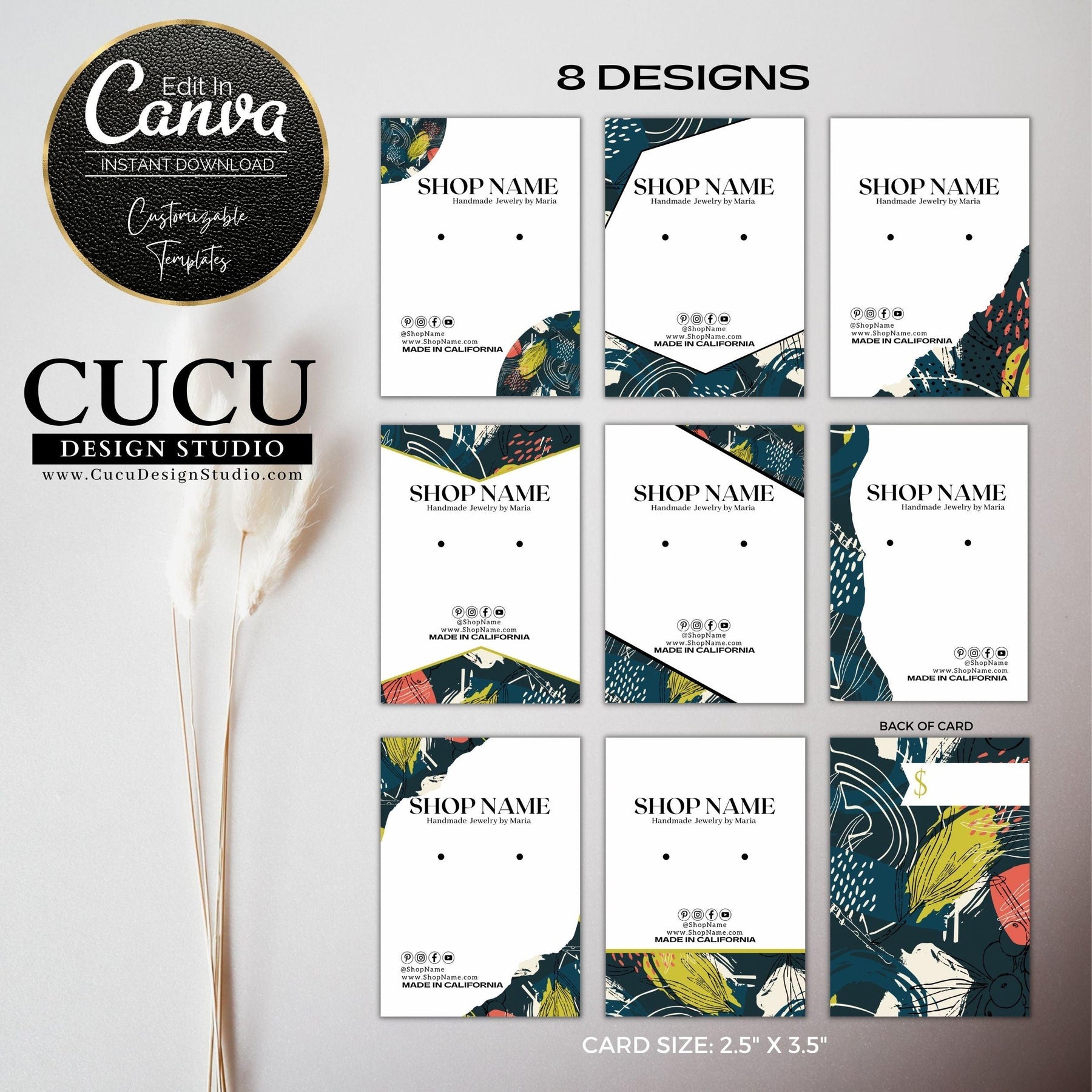 abstract-earring-display-cards-canva-earring-tags-jewelry-cards-cucu-design-studio for Free Printable Earring Card Template Abstract Earring Display Cards | Canva Earring Tags | Jewelry Cards – Cucu Design Studio for Free Printable Earring Card Template
