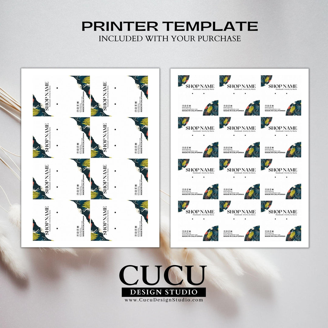 Abstract Earring Display Cards Canva Earring Tags Jewelry Cards Cucu Design Studio