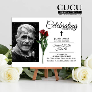 Funeral card online, Funeral invitation templates, In loving memory template canva, Funeral invite, Funeral card invitation online edit, Bereavement announcement cards,  Canva template, Funeral template, Loss of loved one, Cucu Design Studio 