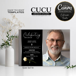Canva template, Funeral card, Funeral template, Loss of loved one, Printable template, Thank you cards, Sympathy cards, Thank you notes, Death card, Celebration of life, Funeral card online, Funeral invitation templates, In loving memory template canva, Funeral invite, Funeral card invitation online edit, Bereavement announcement cards, funeral announcement, Cucu Design Studio