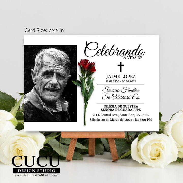 Elegant Customizable Printable Funeral Card Template in Spanish – Cucu Design Studio for Free Printable Funeral Flower Cards
