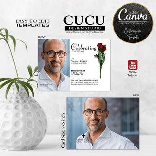 Canva template, Funeral card, Funeral template, Loss of loved one, Printable template, Sympathy cards, Death card, Celebration of life, Electronic funeral card, digital funeral card, downloadable funeral card, Cucu Design Studio, Canva Template