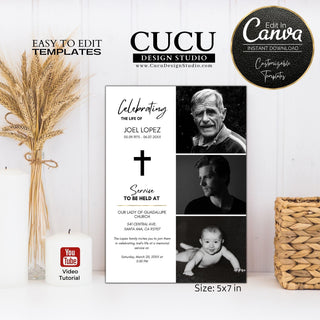 Funeral card online, Funeral invitation templates, In loving memory template canva, Funeral invite, Funeral card invitation online edit, Bereavement announcement cards,  Canva template, Funeral card, Funeral template, Loss of loved one, Printable funeral template, Funeral announcement, Sympathy cards, Death card, Celebration of life, In Loving memory template, canva templates, canva funeral cards, canva funeral cards Spanish, remembrance funeral cards, remembrance funeral cards Spanish