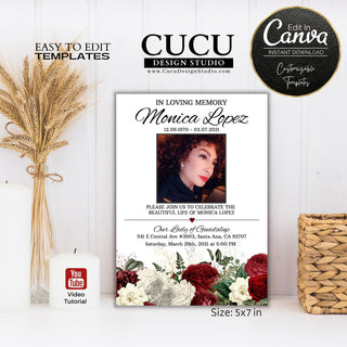 Funeral card online, Funeral invitation templates, In loving memory template canva, Funeral invite, Funeral card invitation online edit, Bereavement announcement cards,  Canva template, Funeral card, Funeral template, Loss of loved one, Printable funeral template, Funeral announcement, Sympathy cards, Death card, Celebration of life, In Loving memory template