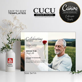 Canva template, Funeral card, Funeral template, Loss of loved one, Printable template, Thank you cards, Sympathy cards, Thank you notes, Death card, Celebration of life, Funeral card online, Funeral invitation templates, In loving memory template canva, Funeral invite, Funeral card invitation online edit, Bereavement announcement cards, funeral announcement, Cucu Design Studio, Spanish funeral service, Spanish memorial cards