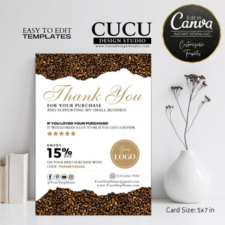 Promo code card template, discount code thank you card template, coupon code thank you card template, Canva card with discount code, editable promo code thank you card, thank you for supporting my small business card template, thank you for shopping small card, thank you for your support card template, business thank you card 